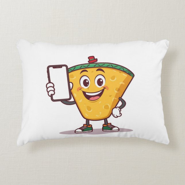 Cojín Decorativo Funny Cartoon Character with Phone – Throw Pillow (Anverso)