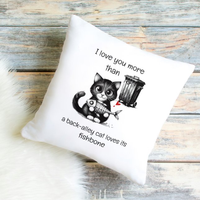 Cojín Decorativo Funny Cat Pillow – Fishbone Love Quote (Subido por el creador)