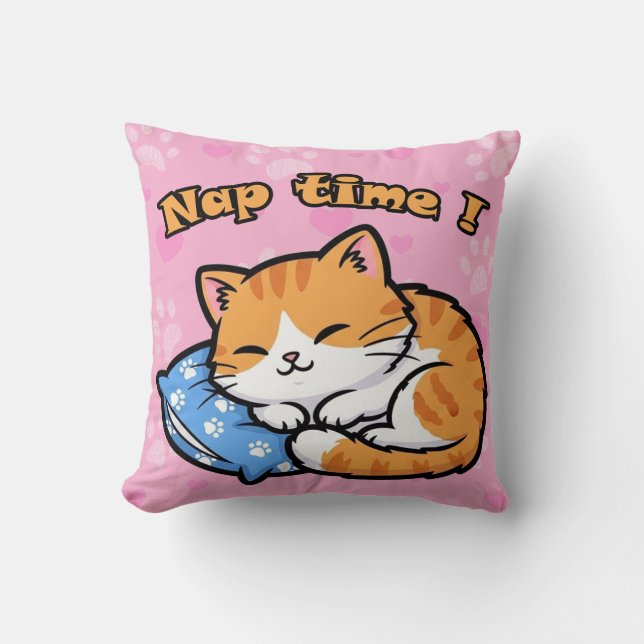Cojín Decorativo Funny Cat Pillow "Nap Time" (Anverso)