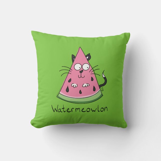 Cojín Decorativo Funny Cat Watermelon Cute Kids (Anverso)