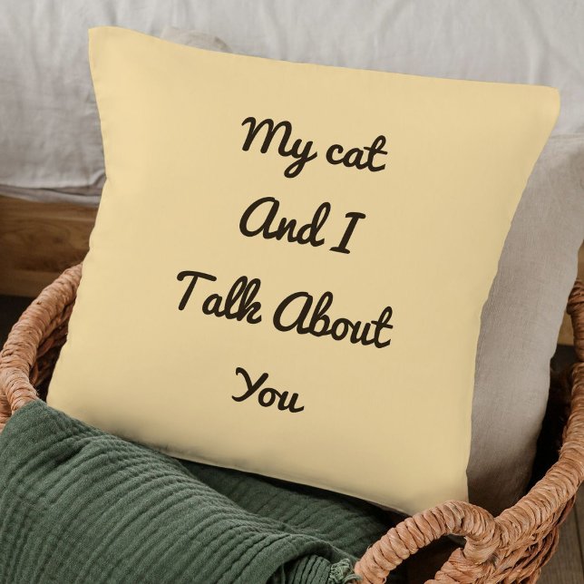 Cojín Decorativo Funny Cita de gato BFF Mascota Beige lindo Pillow (Subido por el creador)