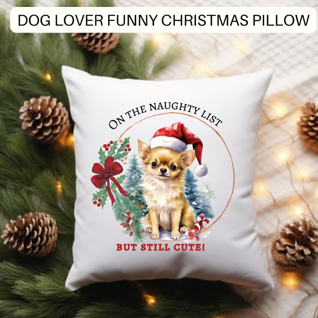 Cojín Decorativo Funny Dog Naughty List Navidades (Subido por el creador)