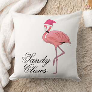 Cojín Decorativo Funny Flamingo Santa Claus Beach Navidades