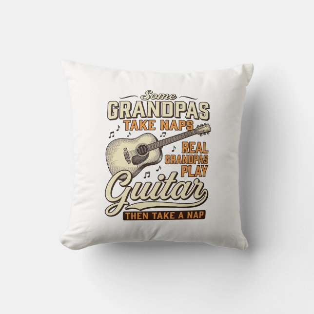 Cojín Decorativo Funny Grandpa Guitar Vintage Engraving Shirt Desig (Anverso)
