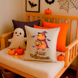 Cojín Decorativo Funny Halloween Capybara Decoración Cuta Impresion