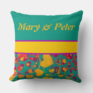Cojín Decorativo Funny Heart Pattern IX - amarillo rojo verde + nom