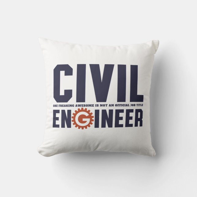 Cojín Decorativo Funny Ingeniero Geek Humor Ingeniero Civil Trabajo (Anverso)