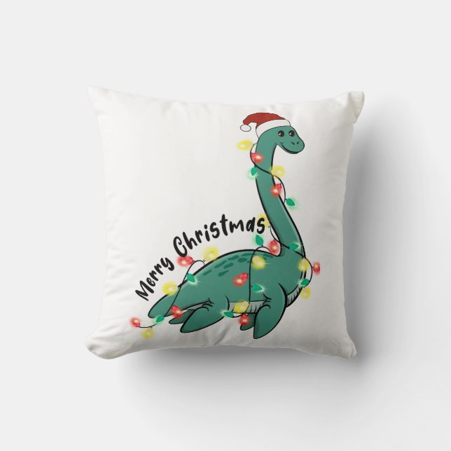 Cojín Decorativo Funny Merry Christmas Lochness Monster (Anverso)
