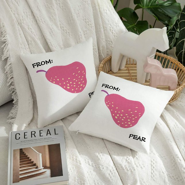 Cojín Decorativo Funny Pear Pun – “From: Pear” Pop Art Fruit Canva (Subido por el creador)