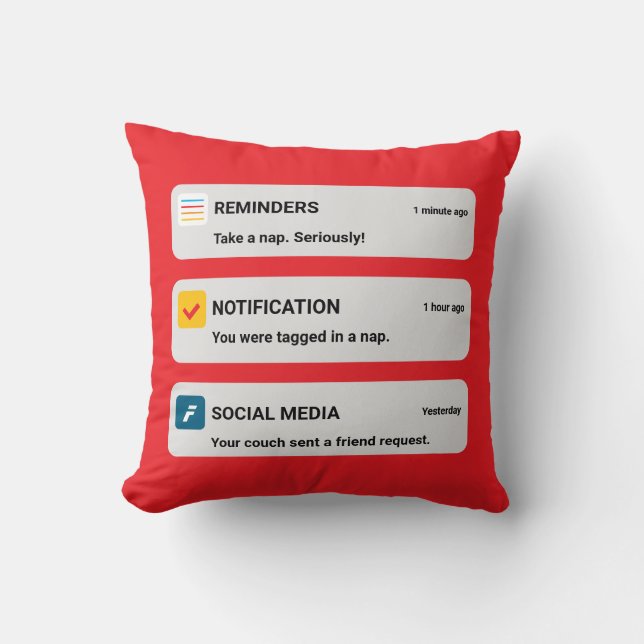 Cojín Decorativo Funny Phone Notification Throw Pillow (Anverso)