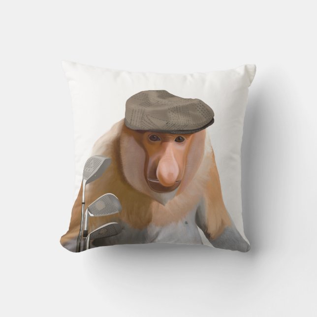 Cojín Decorativo Funny Proboscis Monkey Golfer (Anverso)