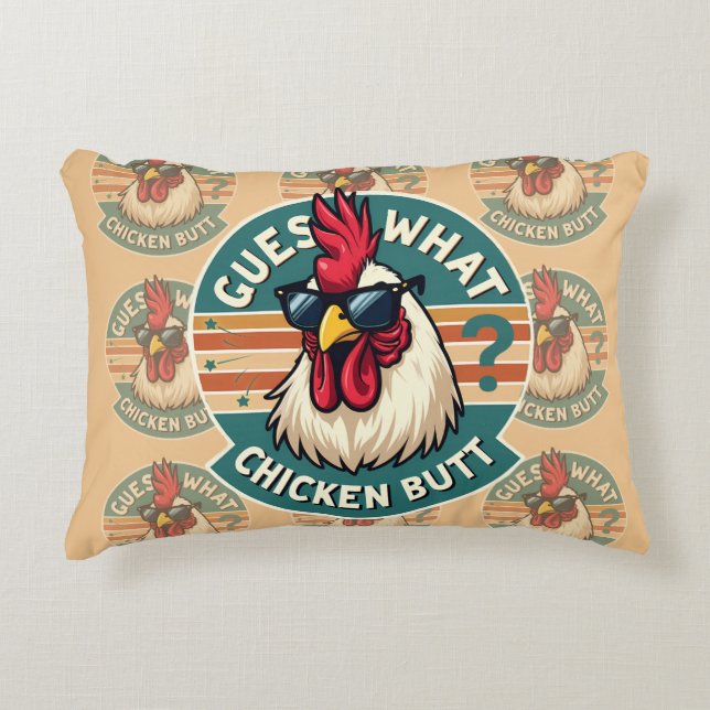 Cojín Decorativo  Funny Retro Chicken Butt Joke Design (Anverso)