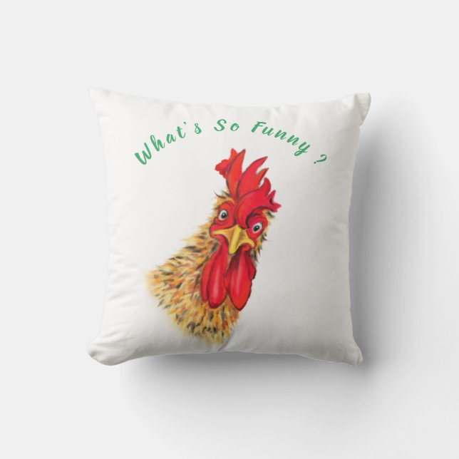 Cojín Decorativo Funny Rooster Pillow - Texto Personalizado (Anverso)