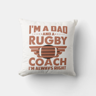 Cojín Decorativo Funny Rugby Dad y Rugby Coach
