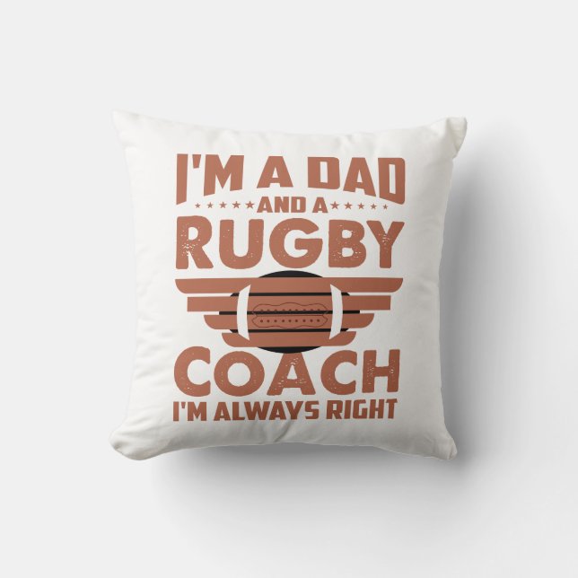 Cojín Decorativo Funny Rugby Dad y Rugby Coach (Anverso)