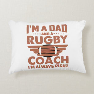 Cojín Decorativo Funny Rugby Dad y Rugby Coach