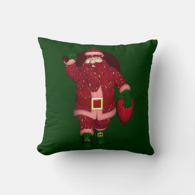 Cojín Decorativo Funny Santa Claus Strawberry Farmer (Anverso)