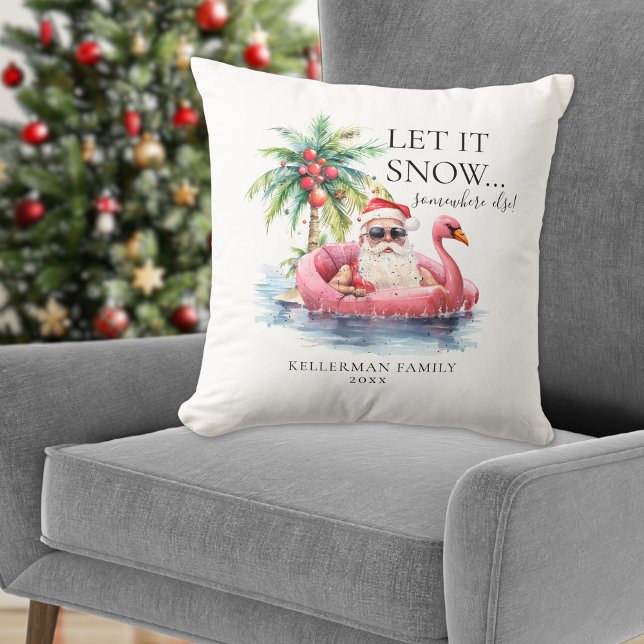 Cojín Decorativo Funny Santa Claus Tropical Beach Navidades (Funny Santa Claus Tropical Beach Christmas Throw Pillow)
