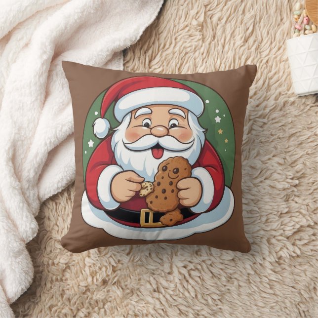 Cojín Decorativo Funny Santa Holding Cookie Holiday Festividad (Manta)