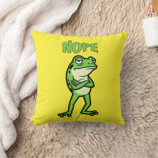 Cojín Decorativo Funny Sassy Frog Nope, Grumpy Toads Cartoon Illus