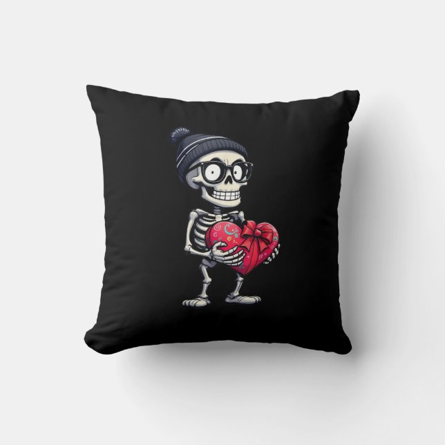 Cojín Decorativo Funny Skeleton Men Skeleton Heart Valentines (Anverso)