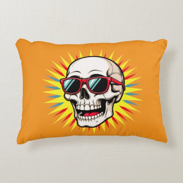 Cojín Decorativo **Funny Skull With Sunglasses – Cartoon Laughing S (Anverso)