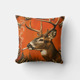 Cojín Decorativo Funny Smoking Deer Rustic Hunting Cabin 