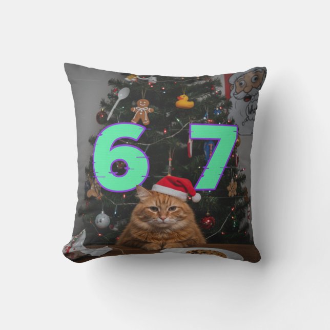 Cojín Decorativo Funny Trending Six Seven Christmas Cat  (Anverso)