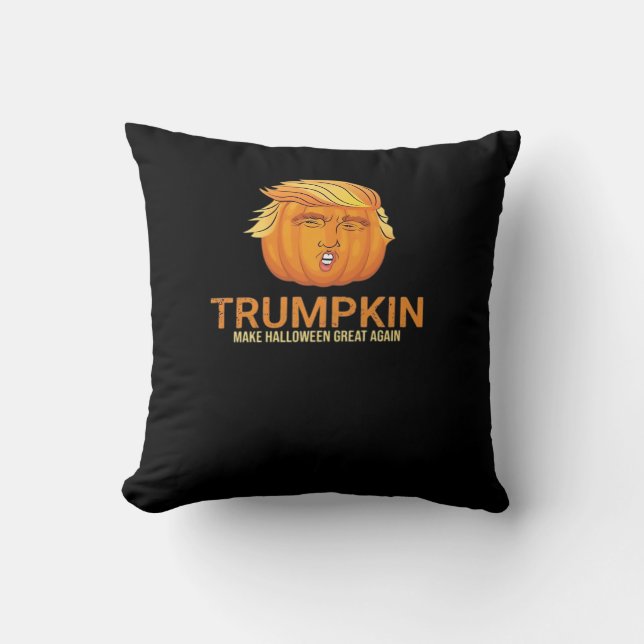 Cojín Decorativo Funny Trumpkin de Halloween - Caída hace que Hallo (Anverso)