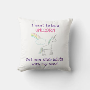 Cojín Decorativo Funny Unicornio Ilustracion diciendo