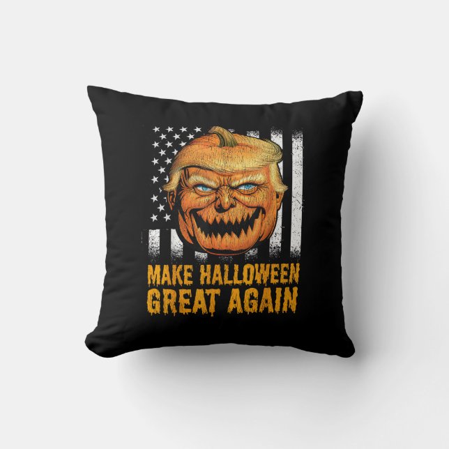 Cojín Decorativo Funny Usa Trumpkin vuelve a hacer grande a Hallowe (Anverso)