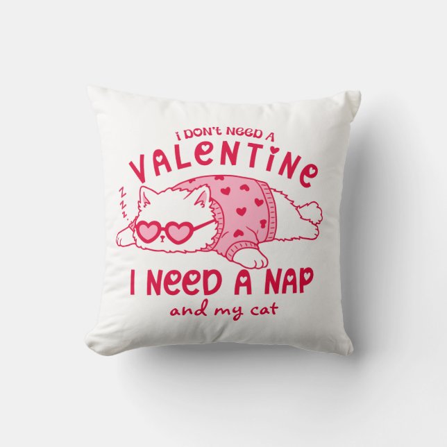 Cojín Decorativo Funny Valentine Napping Cat Personalized  (Anverso)