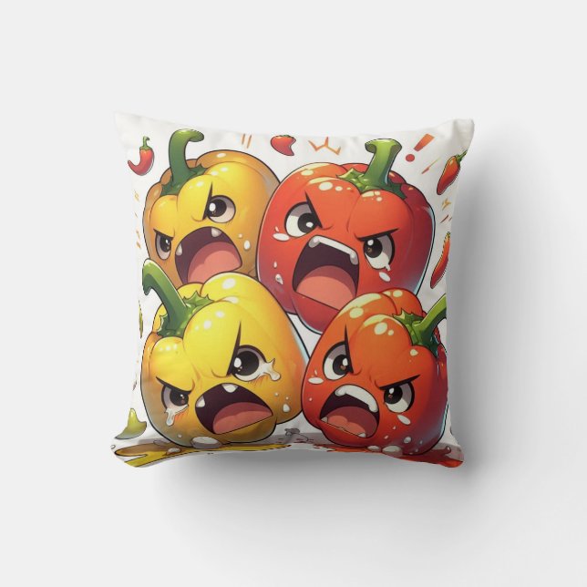 Cojín Decorativo Furiosos gritos de Bell Peppers (Anverso)