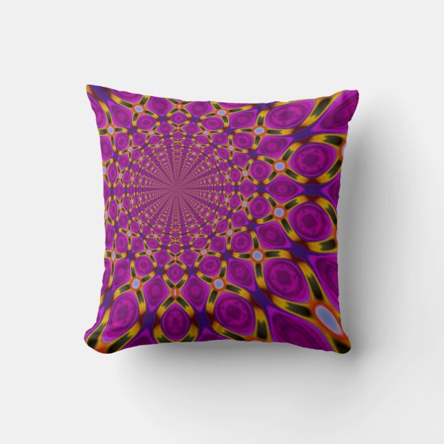 Cojín Decorativo Fuschia Kaleidoscopios rosados Cushion (Anverso)
