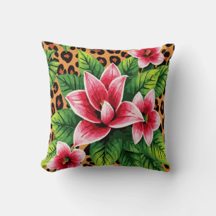 Cojín Decorativo Fusión de Guepardo y Floral – Estampado Animal Aud