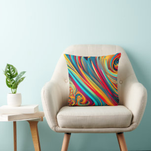 Cojín Decorativo Fusión de Onda de Color – Arte Moderno de Remolino