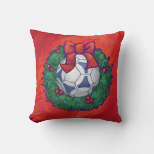 Cojín Decorativo Futbal festivo en guerra en rojo