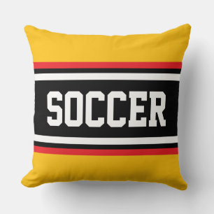 Cojín Decorativo FÚTBOL Amarillo Naranja Rojo Negro Blanco Rayas