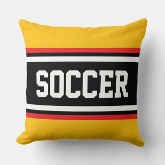 Cojín Decorativo FÚTBOL Amarillo Naranja Rojo Negro Blanco Rayas