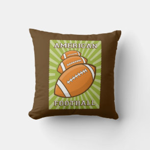 Cojín Decorativo Fútbol americano retro marrón marrón verde 3