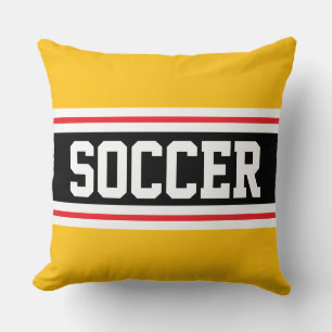 Cojín Decorativo FÚTBOL Atlética Rojo Brillante Amarillo Negro Raya