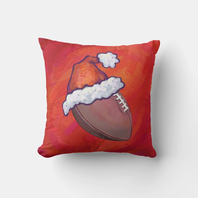 Cojín Decorativo Fútbol en Sombrero Santa en Rojo (Anverso)