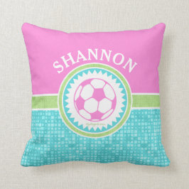 Cojín Decorativo Fútbol Pastel Tri-Color Con Baldosas Aqua