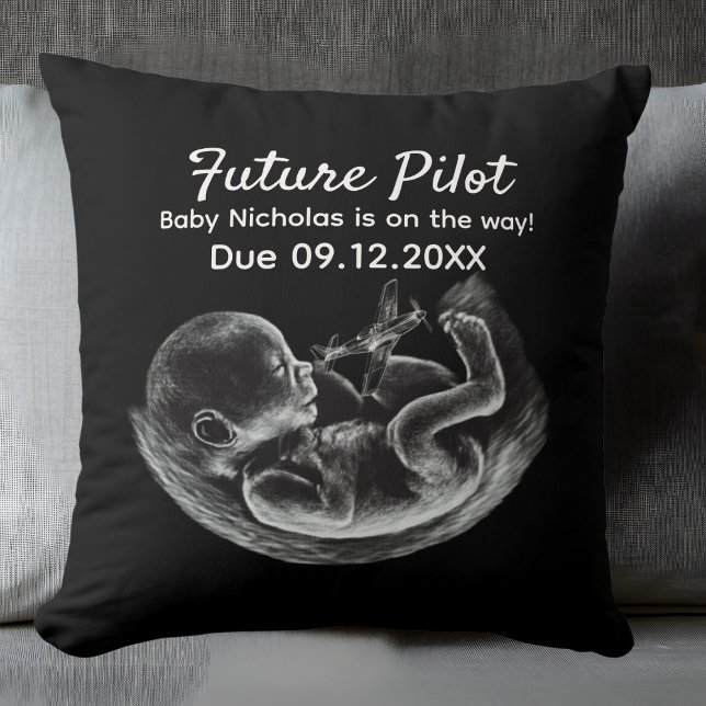 Cojín Decorativo Future Pilot Pregnancy Announcement Funny Aviation (Subido por el creador)