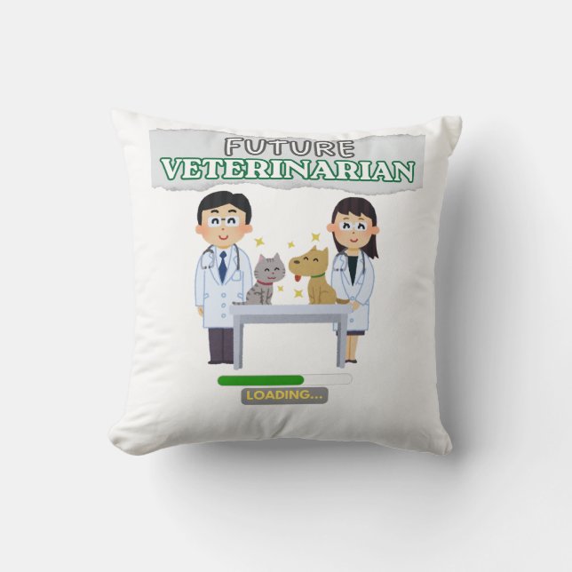 Cojín Decorativo Future Veterinarian Loading – Vet Student Design (Anverso)
