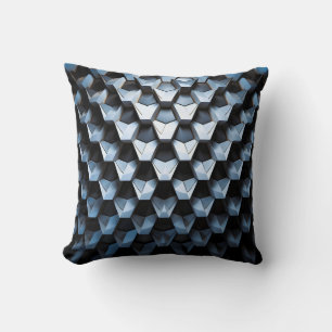 Cojín Decorativo Futurista abstracto azul geométrico metálico