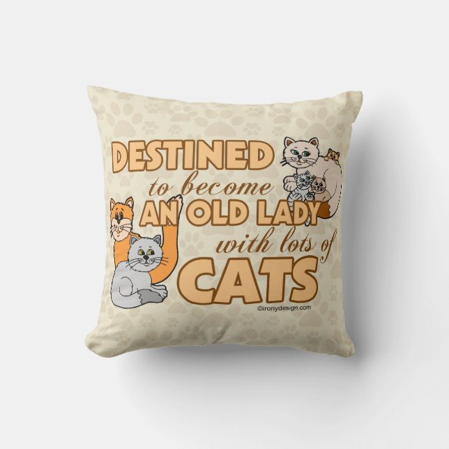 Cojín Decorativo Futuro Crazy Cat Lady Divertido diseño (Anverso)