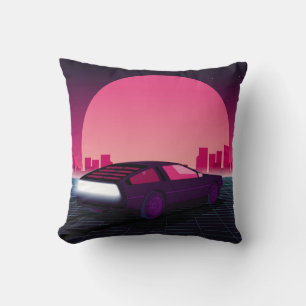 Cojín Decorativo Futuro retro. Fondo de ciencia ficción estilo años