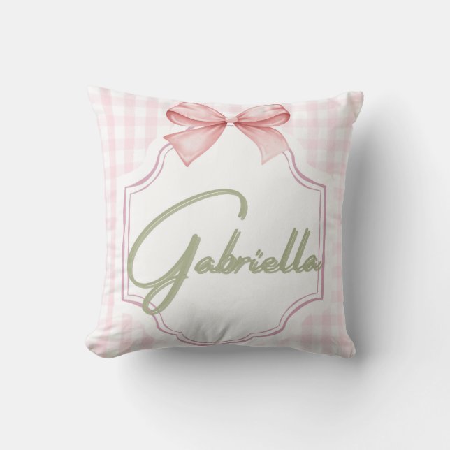 Cojín Decorativo Gabriella Baby Nursery Bow personalizado (Anverso)