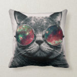 Cojín Decorativo gafas de sol<br><div class="desc">gato con almohada de gafas de sol de galaxia</div>
